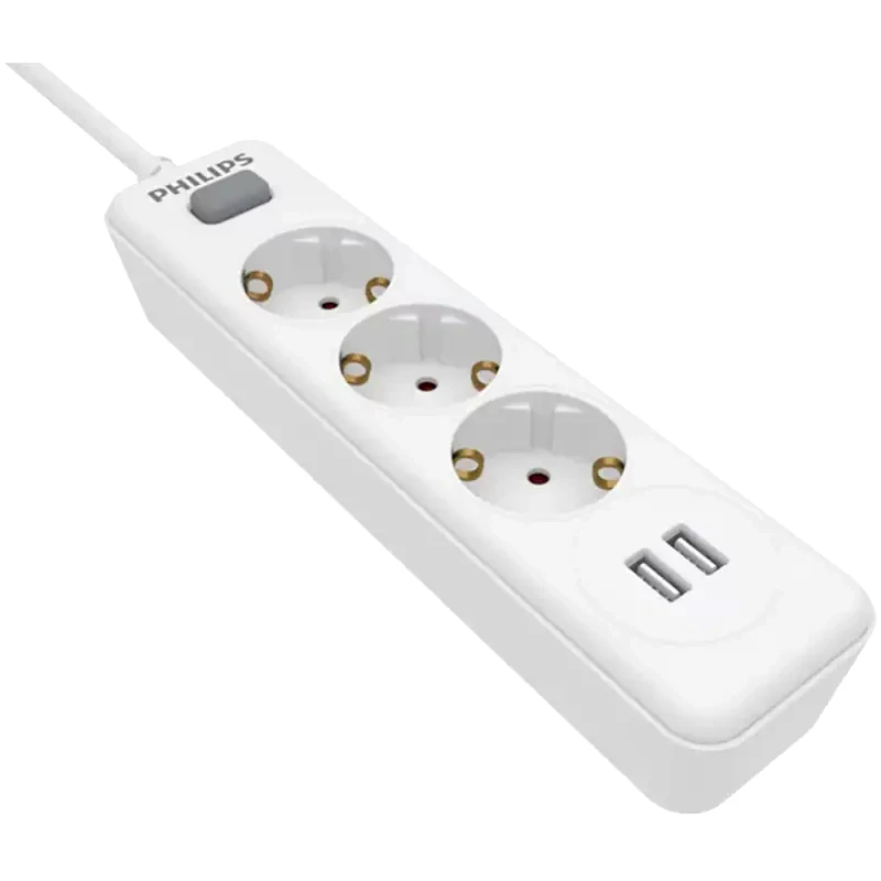 PHILIPS Πολύπριζο Philips SPN3032W 3 θέσεων 2x Usb1.5m - Λευκό