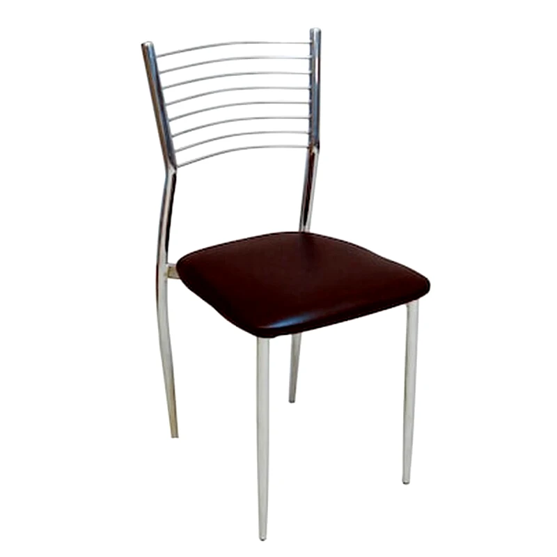 WOODWELL Καρέκλα Woodwell Μεταλλική Χρωμίου/Δερματίνη Pvc Σετ 6 Τμχ - Σκούρο Καφέ
