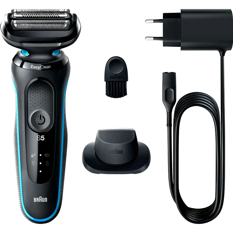 BRAUN Ξυριστική Μηχανή BRAUN SERIES 5 51-M1200s Προσώπου Επαναφορτιζόμενη για Υγρό και Στεγνό Ξύρισμα Μαύρο