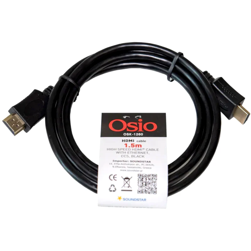 OSIO Καλώδιο Osio HDMI 1.4 Cable HDMI Male σε HDMI Male - 1.5m