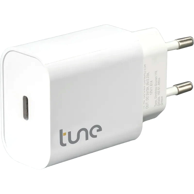 Φορτιστής Πρίζας Tune Turbo Pd Usb-C 20W - White