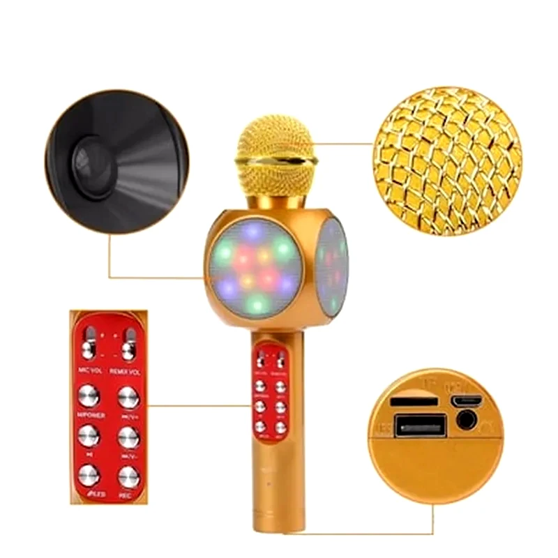 OEM Μικρόφωνο Karaoke Wster Ws-1816 - Χρυσό