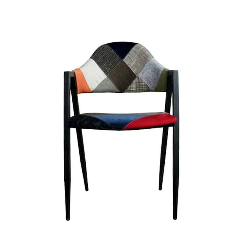 WOODWELL Πολυθρόνα Woodwell Ύφασμα Patchwork Με Μεταλλικά Πόδια - Σετ 2 Τμχ