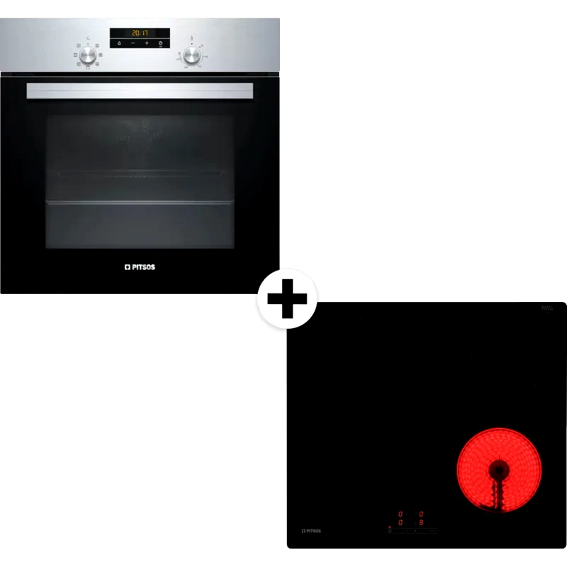 PITSOS PITSOS PH10M40X1 CRE611S06 66 Lt Inox Eντοιχιζόμενο Σετ Φούρνος και Εστία