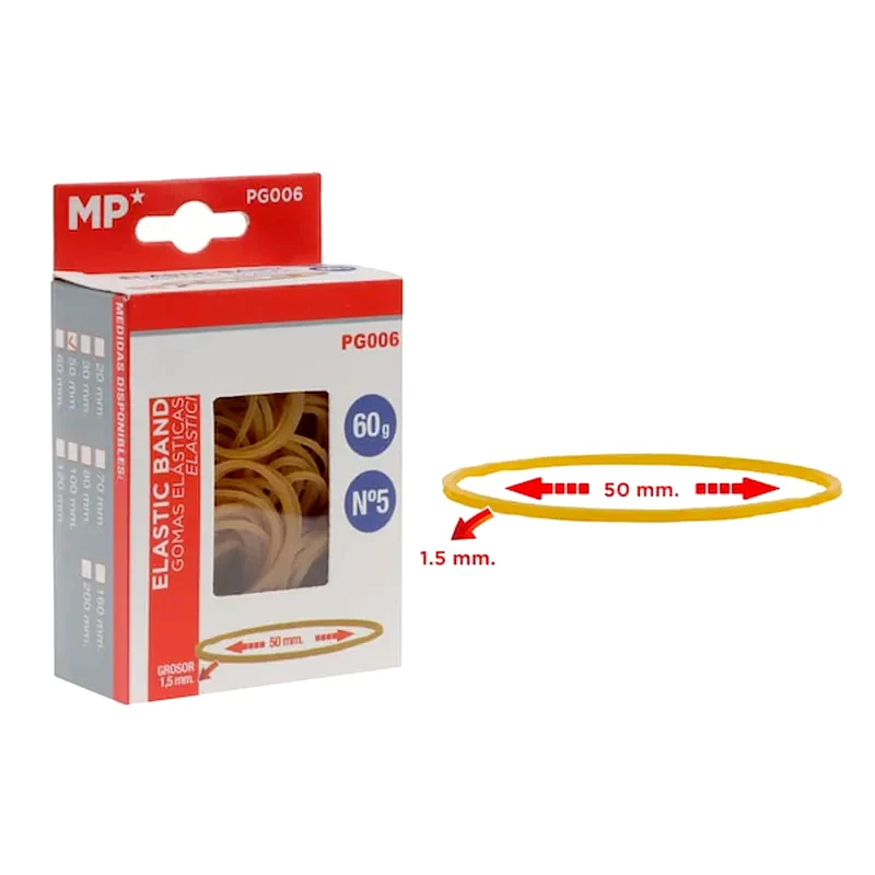 MP Mp Λαστιχάκια Συσκευασίας Pg006 Σε Κουτί, No5, 1.5x50mm, 60g