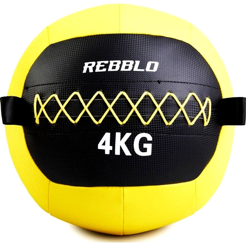 REBBLO Μπάλα Wall Rebblo Κατάλληλη για Ενδυνάμωση 4 kg 32 cm από Πλαστικό και Δέρμα - Κίτρινο