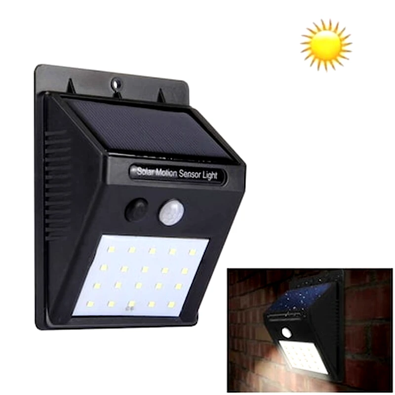 OEM White Light Outdoor Solar Motion Sensor Light, 20 Led(black)