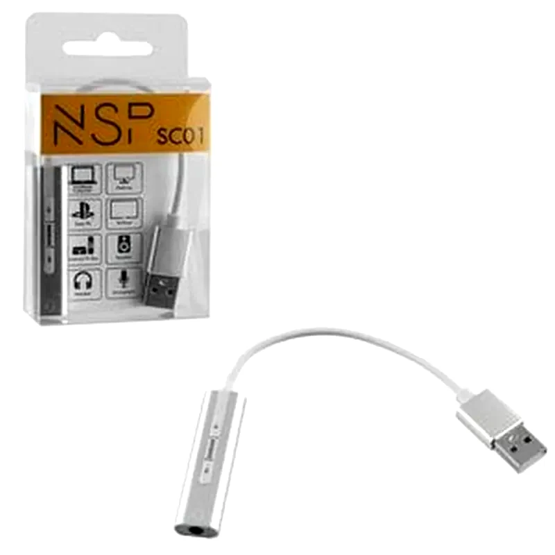 NSP Nsp Sound Card Sc01 Usb To Jack 3.5mm Female For Mac/ps4 Silver