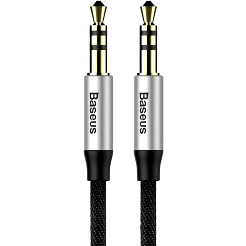 BASEUS Καλώδιο Ήχου Baseus Yiven 3.5mm Mini Jack σε 3.5mm Mini Jack 1m - Μαύρο/Ασημί
