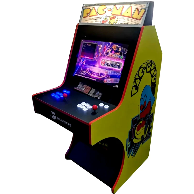 Ρετρό Κονσόλα Arcade Sit Down 22 Pac-Man Cover Κίτρινο με φωτιζόμενα κουμπιά