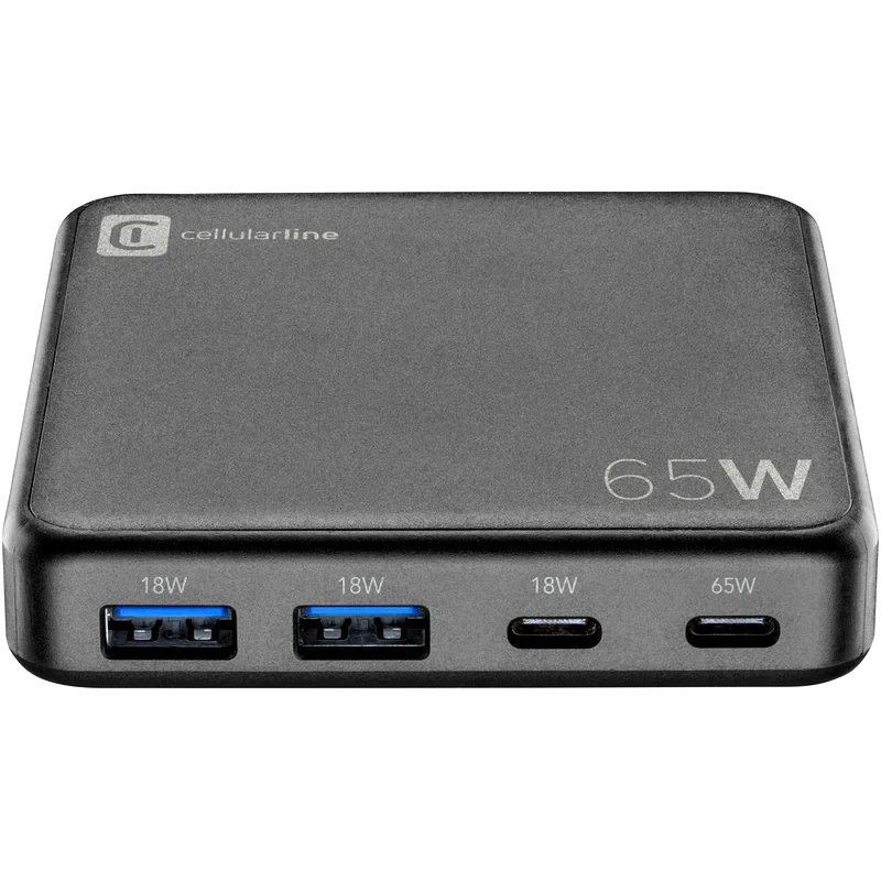 Καλώδιο δεδομένων Cellular Line Multipower Desk 4ports 2xUsb 2xUsb-C 65W -Black