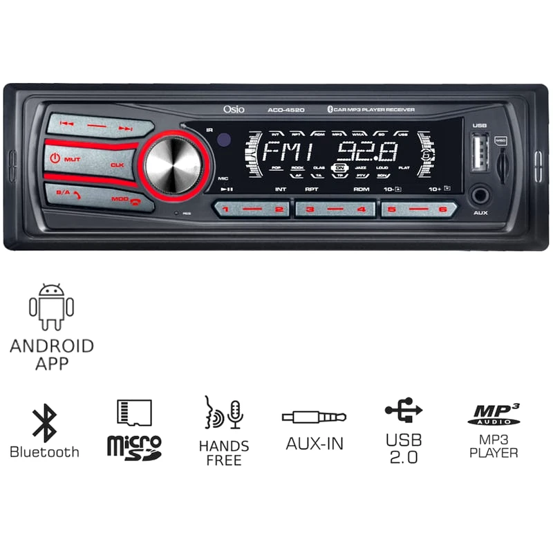 OSIO Osio Aco-4520Ubt Ηχοσύστημα Αυτοκινήτου Universal 1DIN - Μαύρο