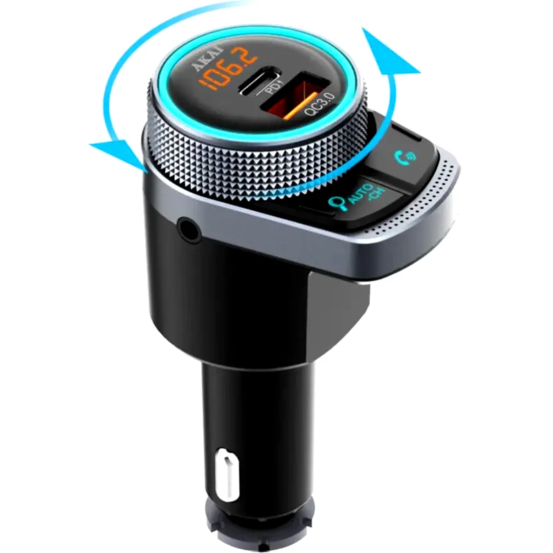 AKAI Συσκευή FM Transmitter και Φορτιστής Αυτοκινήτου Akai FMT-80BT - Μαύρο