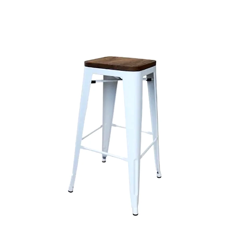 WOODWELL Σκαμπό Μπαρ Μεταλλικό - Λευκό