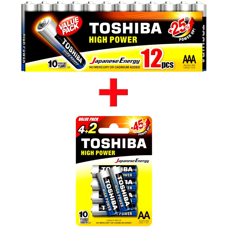 TOSHIBA Μπαταρία Toshiba Alkaline AAA LR03 FIMP12 AA LR06 BP6