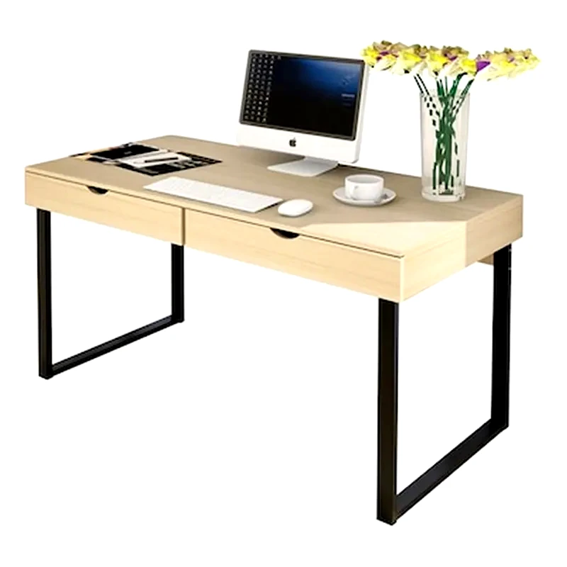 Γραφείο με Συρτάρια Woodwell από Μελαμίνη 100x48cm - Μπεζ/Μαύρο φωτογραφία