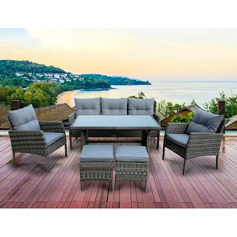 California Set Steel K D Τρ Καν 2 Πολ 2 Σκ Twin Wicker Γκρι Μαξ Γκρι φωτογραφία