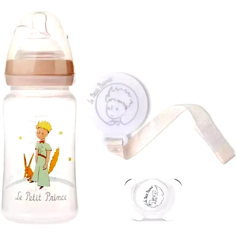 Kiokids Σετ Μπιμπερό 240ml Πιπίλα Και Κλιπ Le Petit Prince 6+ Μηνών