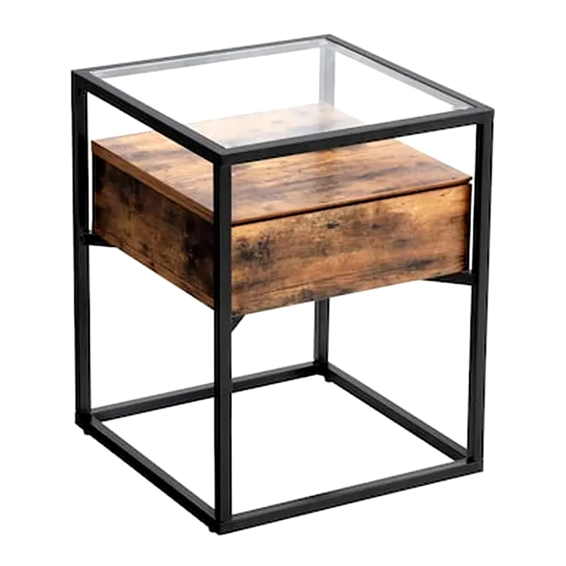 VASAGLE Τραπεζάκι Σαλονιού Vasagle από Μέταλλο Let04bx 43x43x54cm - Καφέ/Μαύρο