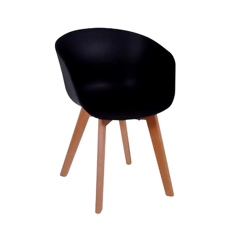 WOODWELL Πολυθρόνα Woodwell Pp Με Ξύλινα Πόδια Σετ 4 Τμχ - Μαυρο