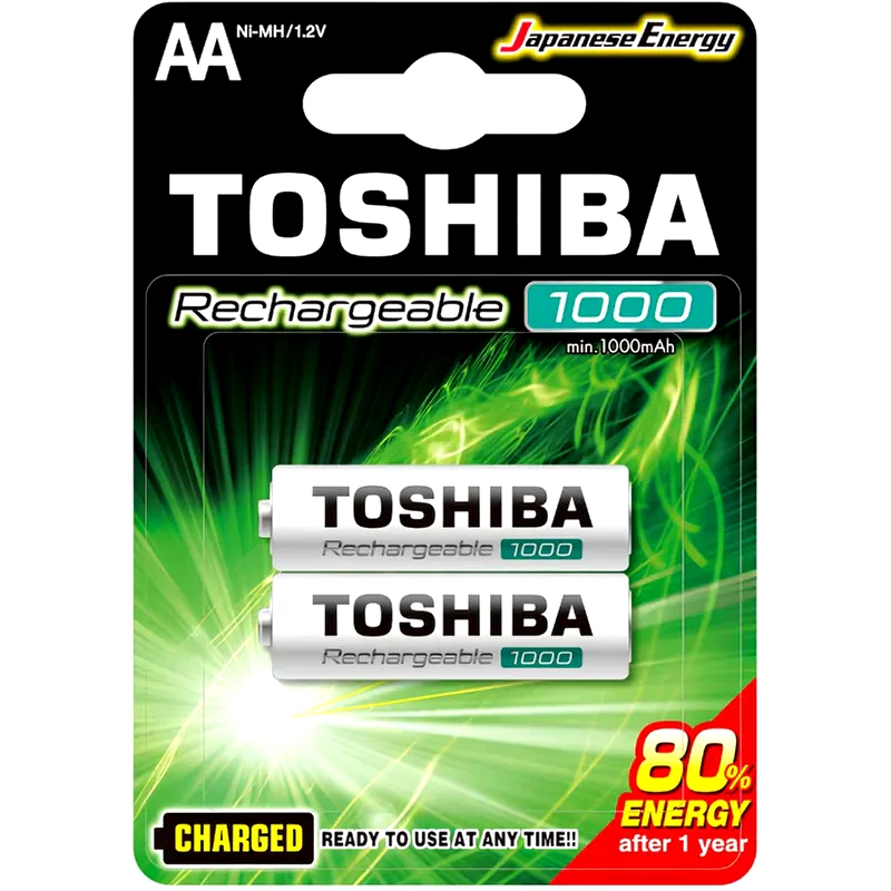 TOSHIBA Επαναφορτιζόμενες Μπαταρίες Toshiba AA NiMH 1000mAh 1.2 V 2 τεμάχια