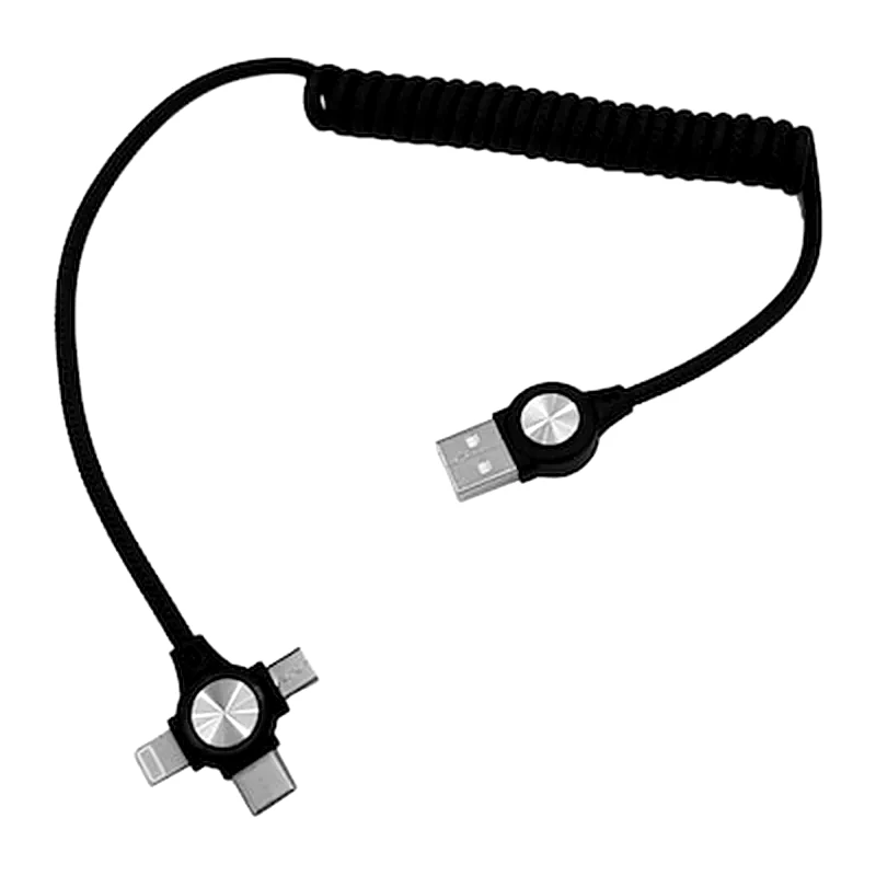 POWERTECH Καλώδιο Powertech USB-A Male σε micro USB / Type-C / Lightning Male - 0.11m