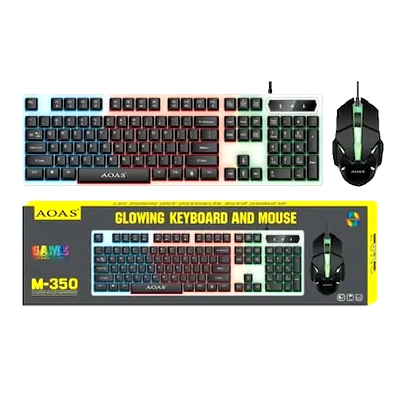 AOAS Σετ Gaming Πληκτρολόγιο με RGB φωτισμό Ποντίκι AOAS M-350 (US)