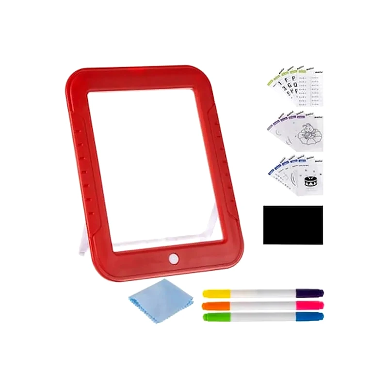 ARIA TRADE Παιδικός Φωτεινός Πίνακας Ζωγραφικής Magic Board Με 8 Εφέ Φωτισμού Σε Κόκκινο Χρώμα, 26x19x5 Cm