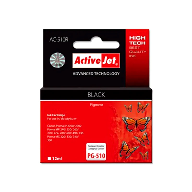 ACTIVEJET Συμβατό Canon PG-510 Μαύρο Μελάνι Εκτυπωτή AC-510R