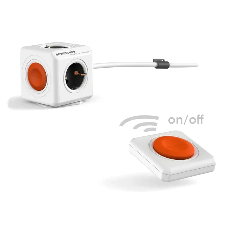 POWERCUBE Πολύπριζο Allocacoc Powercube Remote Set 4 Θέσεων 1.5m - Λευκό/Πορτοκαλί