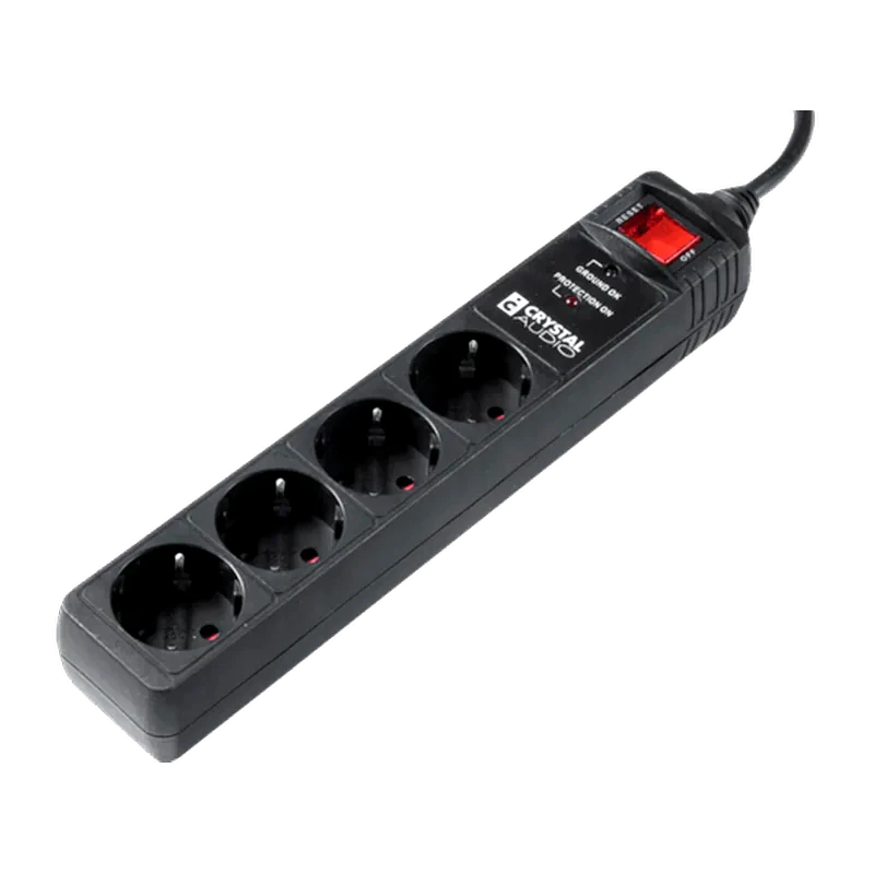 CRYSTAL AUDIO Πολύπριζο Ασφαλείας Crystal Audio CP4130070 4 Θέσεων 1.5m - Μαύρο