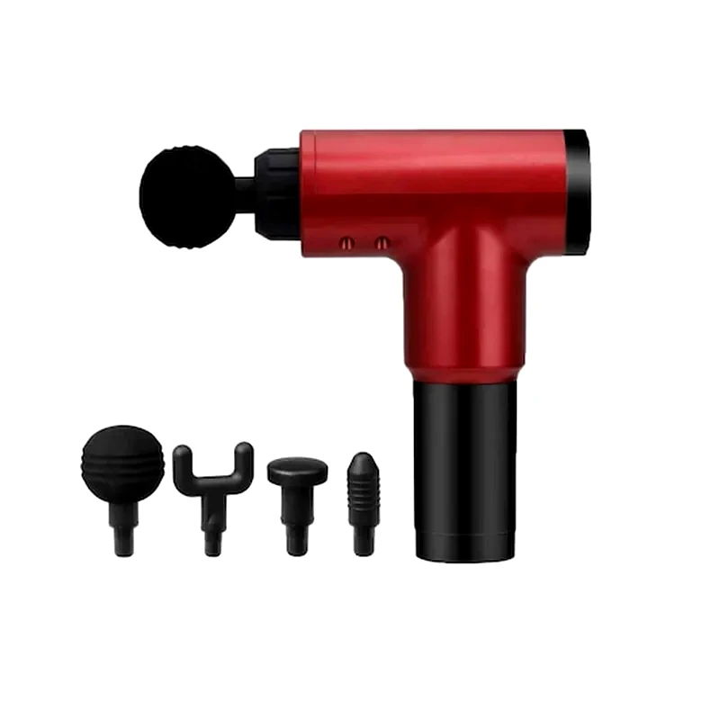 ARIA TRADE Συσκευή Πιστόλι Μασάζ Και Ανάκαμψης Μυών Με 6 Ταχύτητες Και 4 Ανταλλακτικές Κεφαλές Σε Κόκκινο Χρώμα