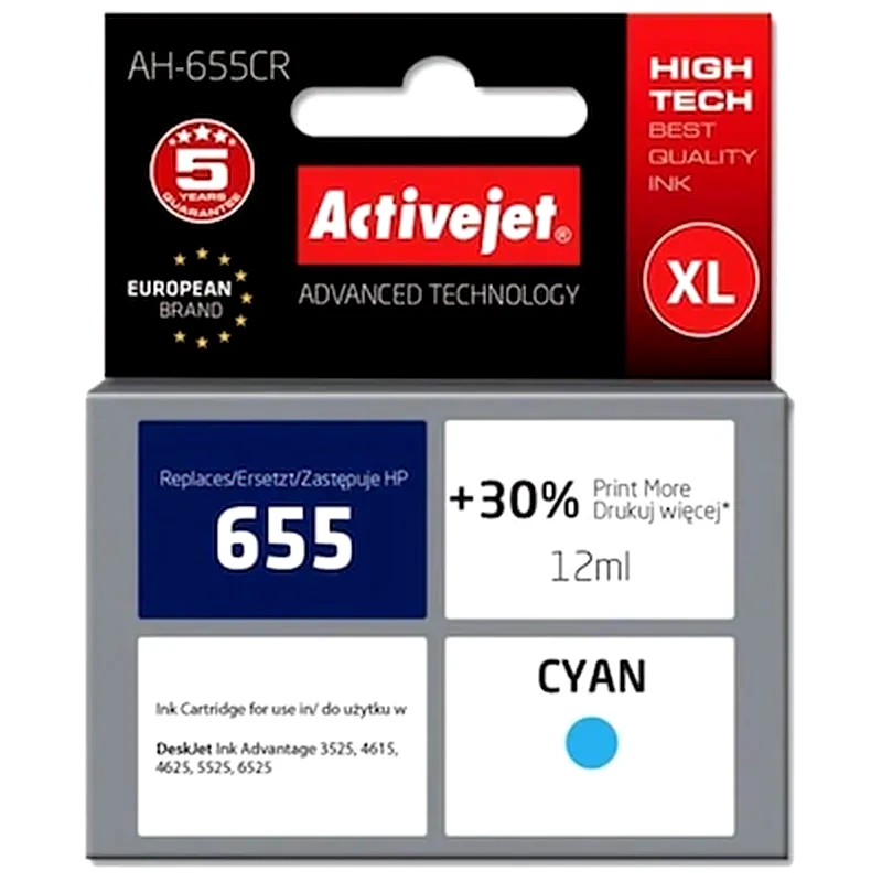 ACTIVEJET Συμβατό HP 655 Κυανό Μελάνι Εκτυπωτή Ah-655cr