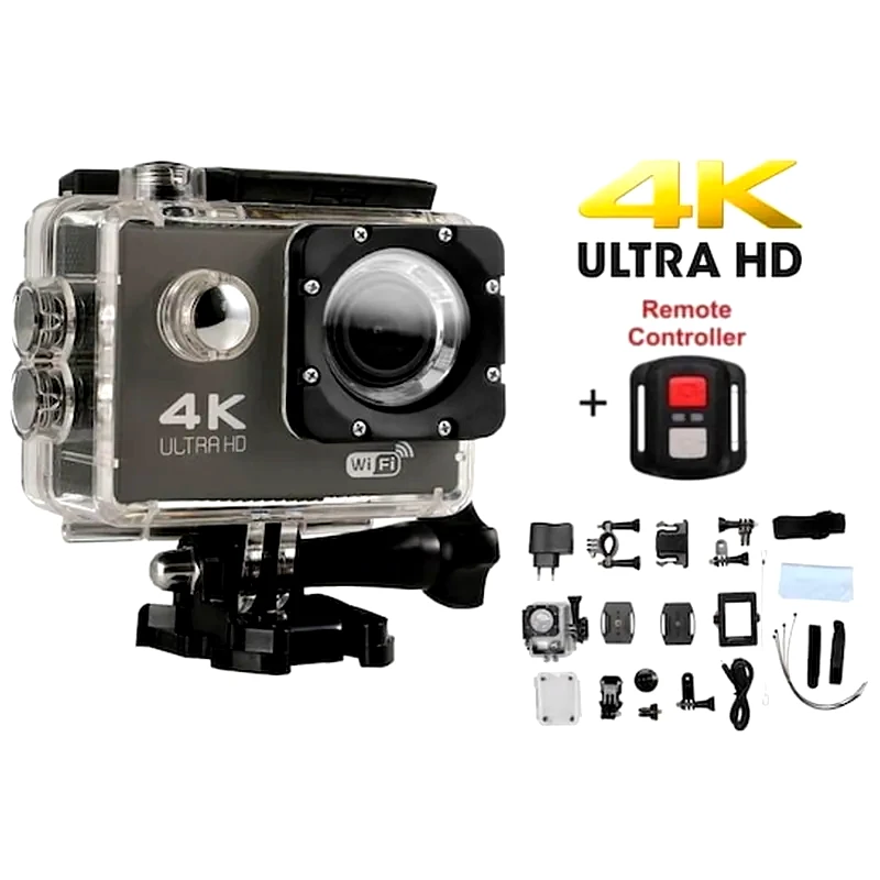 ARIA TRADE Action Camera Ultra Hd 4k, Αδιάβροχη Sport Κάμερα Με Σύνδεση Wifi Με Κάρτα Μνήμης Mini Sd 32gb
