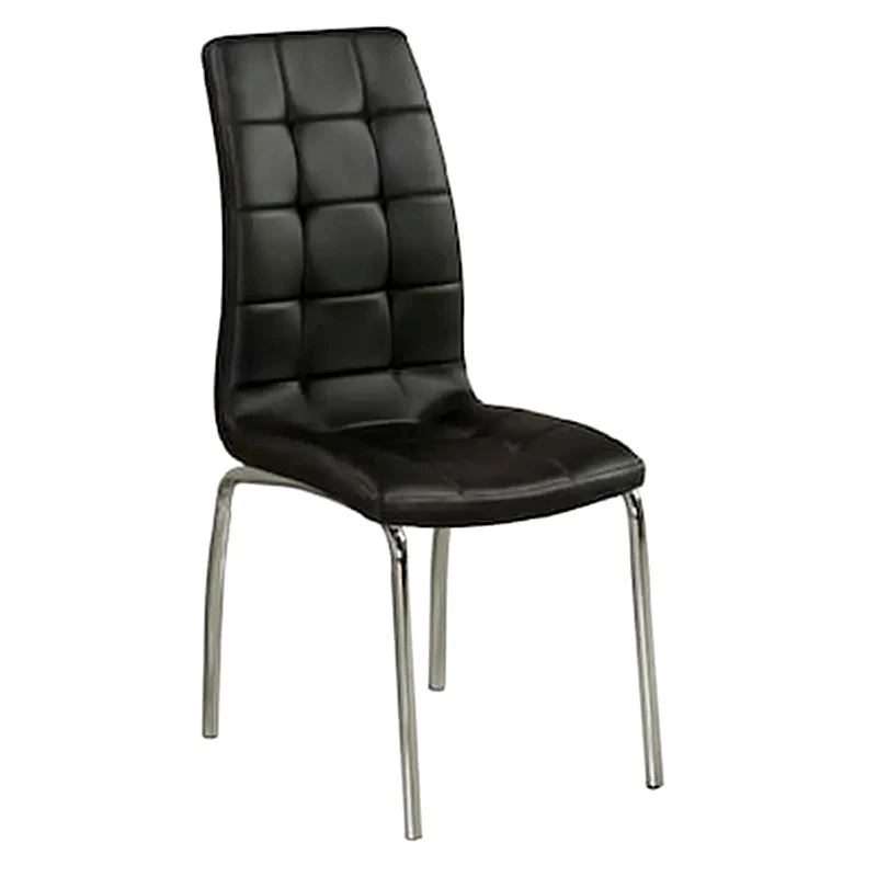 Καρέκλα Woodwell Μεταλλική Χρωμίου Δερματίνη Pu Σετ 4 Τμχ - Μαύρο φωτογραφία