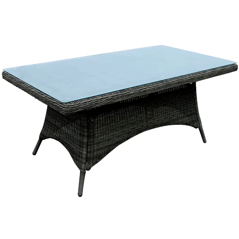 WOODWELL Τραπέζι Εξωτερικού Χώρου Woodwell Round Wicker 180x90x75 cm - Γκρι/Καφέ