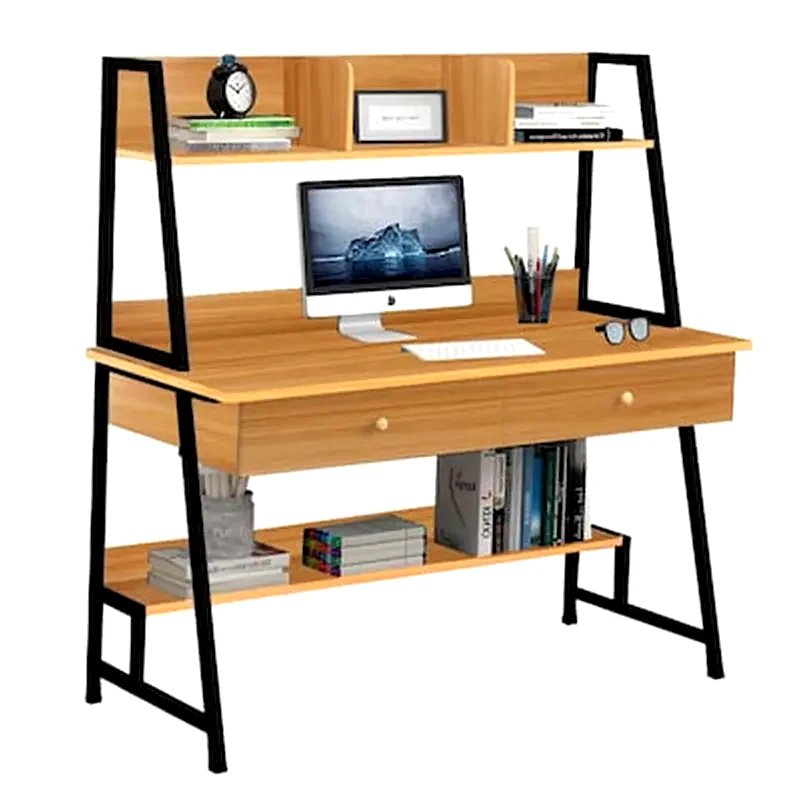 WOODWELL Γραφείο Βιβλιοθήκη Woodwell από Μελαμίνη 120x48cm - Φυσικό/Μαύρο