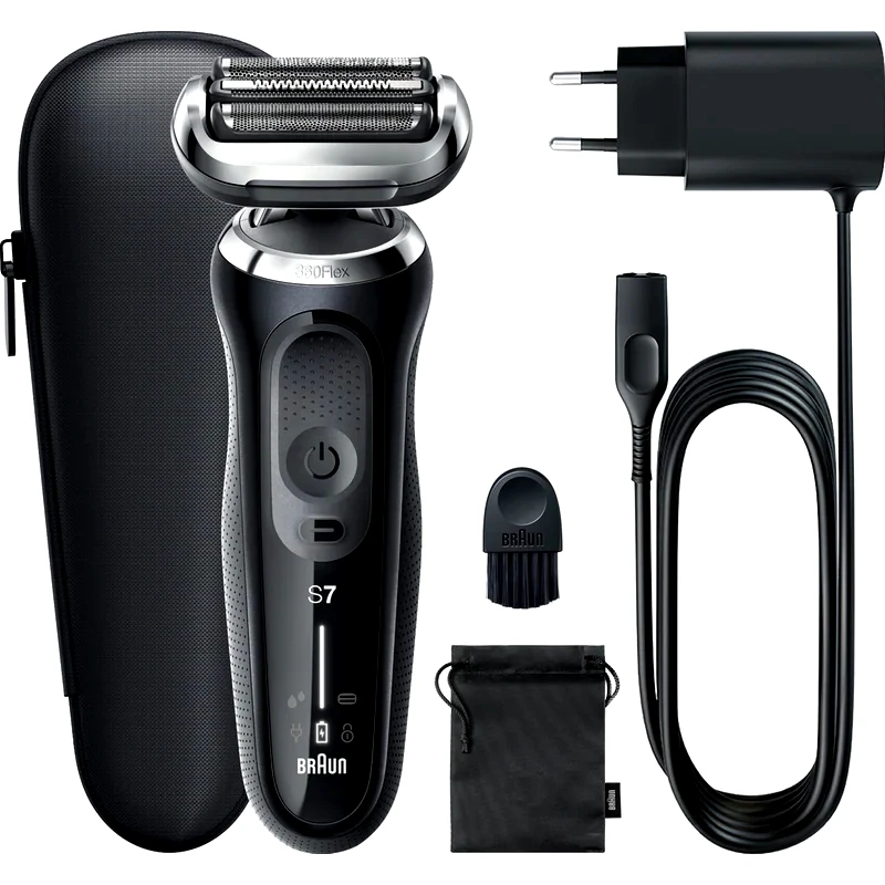 BRAUN Ξυριστική Μηχανή BRAUN SERIES 7 71-N1000s Προσώπου Επαναφορτιζόμενη για Υγρό και Στεγνό Ξύρισμα με Θήκη Μαύρο