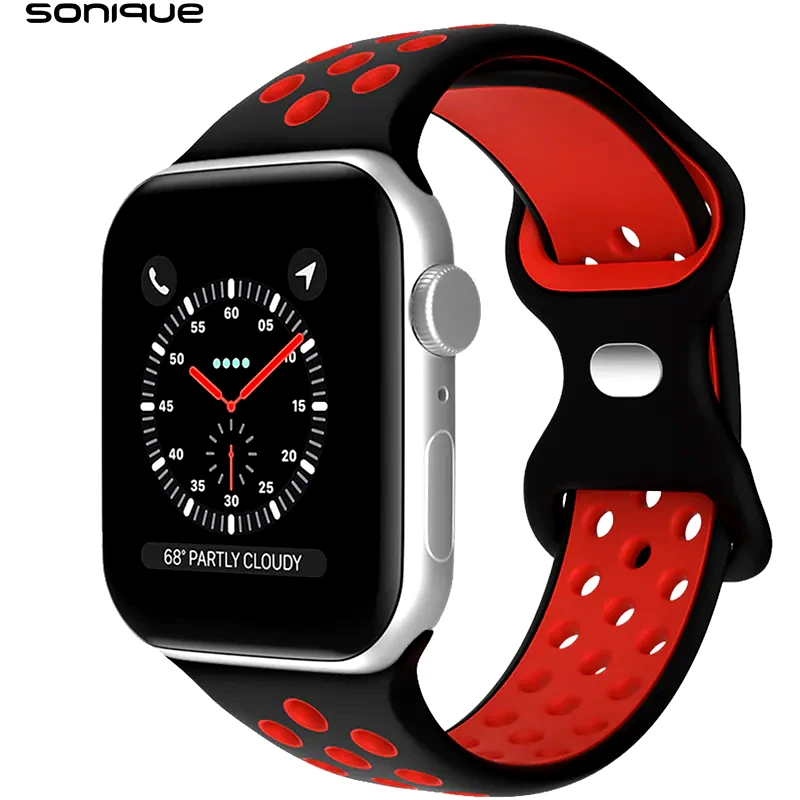 Λουράκι Σιλικόνης για Apple Watch 41mm - Μαύρο / Κόκκινο