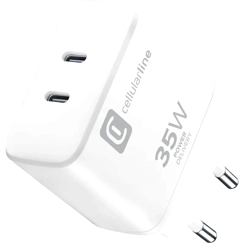 Φορτιστής Πρίζας Cellular Line Dual Charger USB-C 35W - White