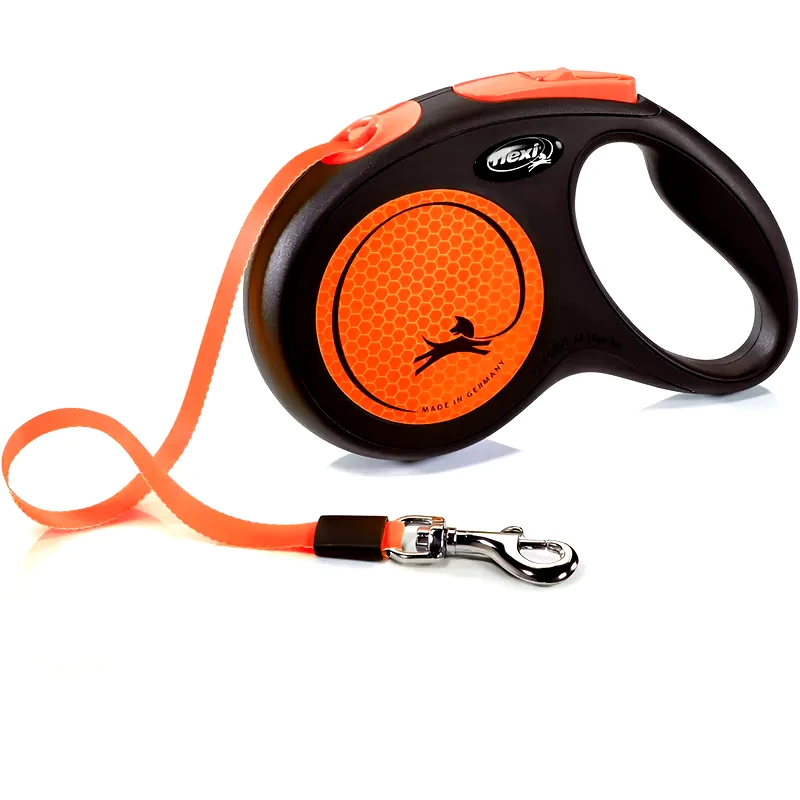 FLEXI Πτυσσόμενο Λουράκι Flexi New Neon No M Για Σκύλο - Μαύρο/Πορτοκαλί