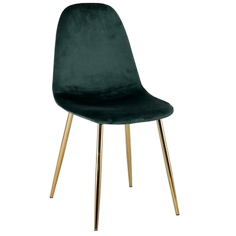 WOODWELL Καρεκλα Μεταλλικη Χρωμιο Χρυσο - Υφασμα Velure Πρασινο