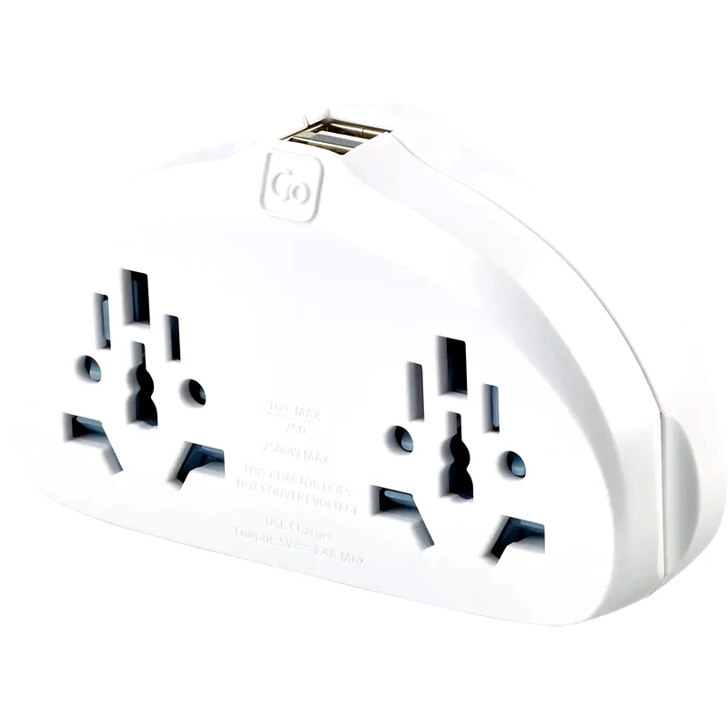 GO TRAVEL Αντάπτορας Πρίζας Go Travel World EU Duo με USB - Λευκό