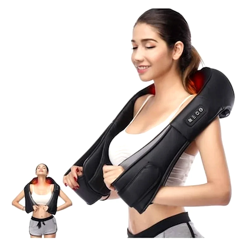 SHIATSU Συσκευή Σιάτσου Μασάζ Λαιμού, Αυχένα, Πλάτης Με Υπέρυθρη Ακτινοβολία, Shiatsu Massager - Μαύρο