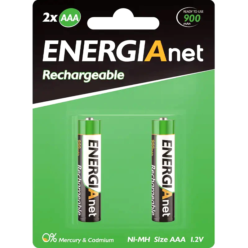 ENERGIANET Επαναφορτιζόμενες Μπαταρίες Energianet AAA NiMH 900mAh 1.2 V 2 τεμάχια