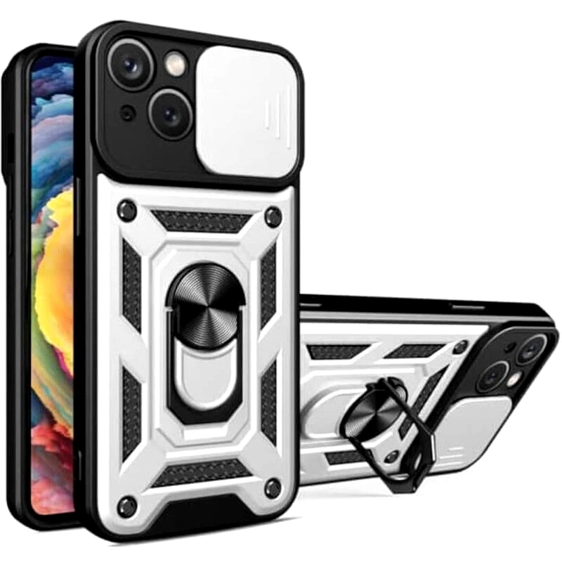 BODYCELL Θήκη Apple iPhone 15 Plus - Bodycell Armor Slide Ring Holder - Silver