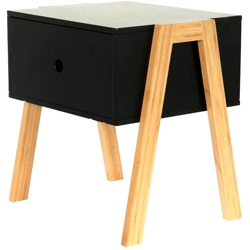 HOME DECO FACTORY Κομοδίνο με Συρτάρι Home Deco Factory από Mdf Hd3727 44x35x45.3 cm - Μαύρο
