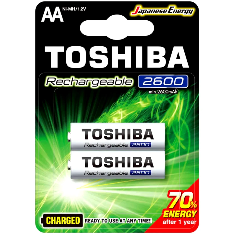 TOSHIBA Επαναφορτιζόμενες Μπαταρίες Toshiba AA NiMH 2600mAh 1.2 V 2 τεμάχια