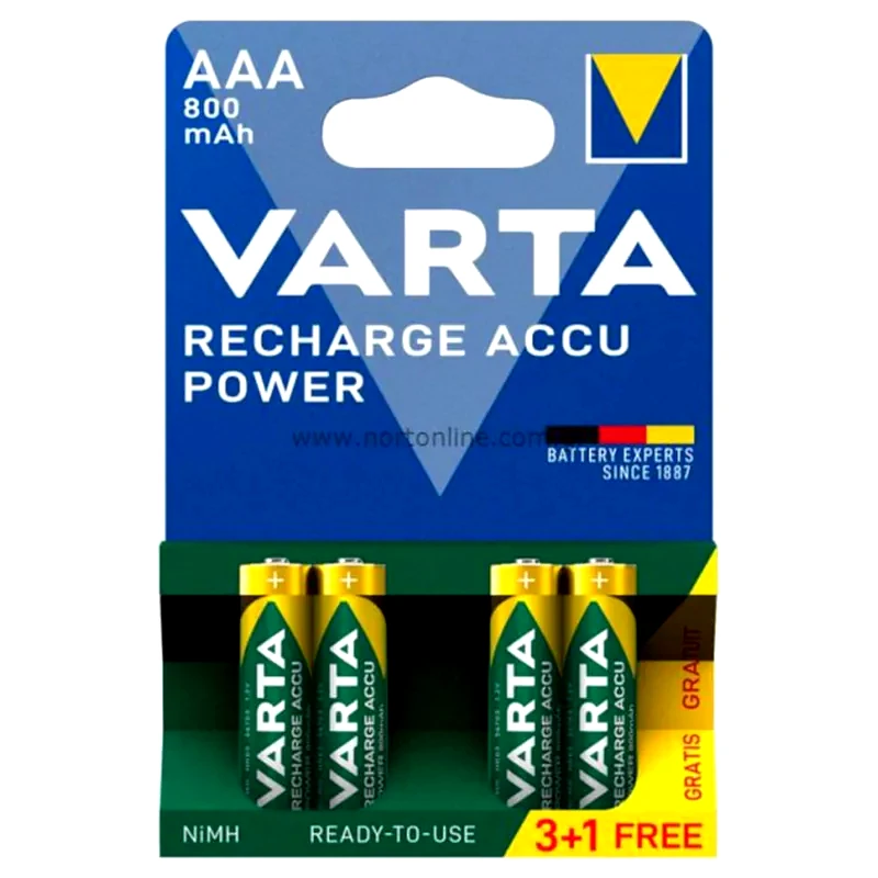 VARTA Επαναφορτιζόμενες Μπαταρίες Varta AAA NiMH 800mAh 1.2 V 4 τεμάχια