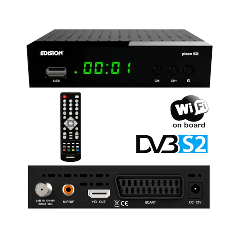 EDISION Δορυφορικός Δέκτης Edision Piccollino S2 Dvb-s,Dvb-s2 Wifi Support